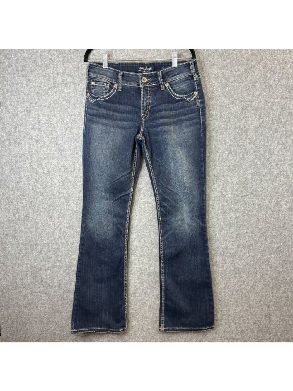 Silver Suki Womens 30 x 32 Jeans Bootcut Dark Wash Contrast Stitching Blue Denim - Picture 13 of 13